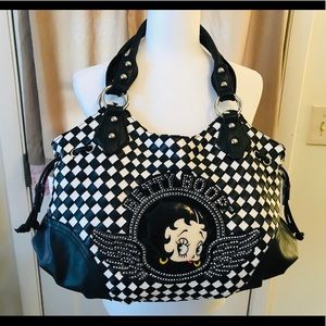 Betty Boot Black & White checkered large purse
